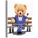 Влюбленный мишка с розой Животные Медведь Влюблен в тебя Любовь Романтика 100х125 Раскраска картина по номерам на холсте