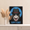 4 Кот шпион / Животные Раскраска картина по номерам на холсте