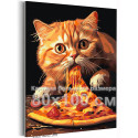 Кот и пицца Животные Кошки Котики Мем Рыжий Толстый Еда Для кухни Смешная 80х100 Раскраска картина по номерам на холсте