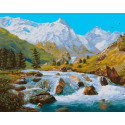 Горные ручьи Кавказа Раскраска картина по номерам на холсте Белоснежка