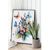 2 Букет цветов и бабочка Природа Лето Яркая Интерьерная 80х100 Раскраска картина по номерам на холсте