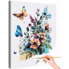 1 Букет цветов и бабочка Природа Лето Яркая Интерьерная Раскраска картина по номерам на холсте