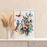 4 Букет цветов и бабочка Природа Лето Яркая Интерьерная Раскраска картина по номерам на холсте