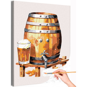 1 Бочка пива Натюрморт Еда Для кухни Интерьерная Для мужчин Раскраска картина по номерам на холсте