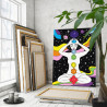 3 Девушка в космосе Люди Женщина Йога Эзотерика Звездная ночь Яркая 80х100 Раскраска картина по номерам на холсте