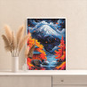  Яркая осень в Японии Природа Пейзаж Дом Горы Футзияма Вода Дождь Раскраска картина по номерам на холсте с неоновыми красками AA