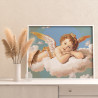 Ангел с золотыми крыльями на облаках Люди Дети Ребенок Маленький мальчик Небо 100х125 Раскраска картина по номерам на холсте с м