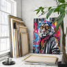  Стильный тигр и граффити Животные Арт Яркая Золото Для подростков 80х100 Раскраска картина по номерам на холсте с неоновыми кра