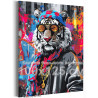 Стильный тигр и граффити Животные Арт Яркая Золото Для подростков 100х125 Раскраска картина по номерам на холсте с неоновыми кра