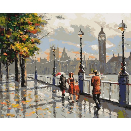 Осенний Лондон Раскраска картина по номерам на холсте