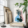 3 Натюрморт с синими листьями и вазами 3 Для триптиха Минимализм Абстракция Легкая Интерьерная Стильная 60х80 Раскраска картина 
