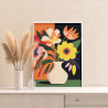 3 Букет в вазе минимализм Цветы Растения Интерьерная Легкая Раскраска картина по номерам на холсте