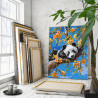  Панда на цветущем дереве Животные Весна Природа Цветы 100х125 Раскраска картина по номерам на холсте AAAA-NK684-100x125