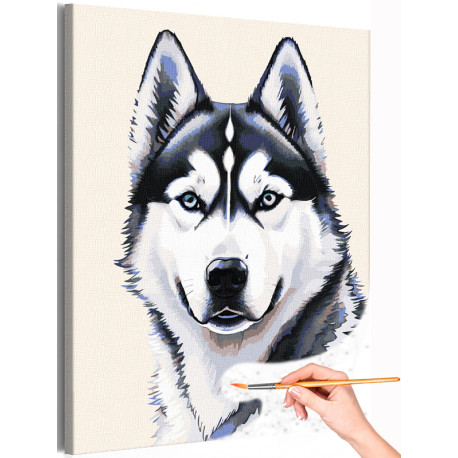 1 Портрет сибирской хаски Животные Собака Легавая Для детей для подростков Для девочки Для мальчика Раскраска картина по номерам