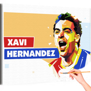 1 Хави поп арт Знаменитости Люди Футболист Спорт Для мужчин Для мальчика Xavi Hernandez Раскраска картина по номерам на холсте
