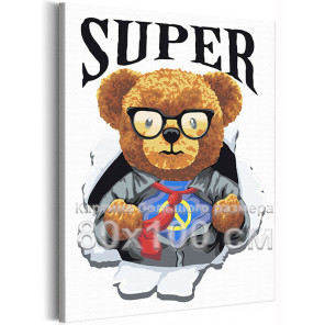 Мишка супергерой Животные Медведь Фильм Герои Для детей Детская Для мальчика Для девочки 80х100 Раскраска картина по номерам на 