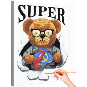 1 Мишка супергерой Животные Медведь Фильм Герои Для детей Детская Для мальчика Для девочки Раскраска картина по номерам на холст