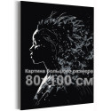 Портрет девушки на ветру Люди Женщина Африканка Стильная Черно белая Интерьерная 80х100 Раскраска картина по номерам на холсте