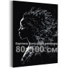Портрет девушки на ветру Люди Женщина Африканка Стильная Черно белая Интерьерная 80х100 Раскраска картина по номерам на холсте