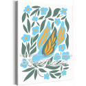 Голубь мира и цветы 3 Птицы Орнамент Листья Минимализм Для триптиха Интерьерная Легкая Небольшая 60х80 Раскраска картина по номерам на холсте