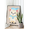 2 Медвежонок моряк Животные Медведь Мишка Для детей Детская Для девочек Для мальчика Простая 75х100 Раскраска картина по номерам