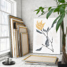 3 Ветвь с листьями и цветами Минимализм Интерьерная Легкая Япония Небольшая 60х80 Раскраска картина по номерам на холсте