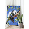  Панда на цветущей ветке Животные Медведь Малыш Весна Цветы Дерево Ветви Раскраска картина по номерам на холсте AAAA-ST0061