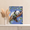  Панда на цветущей ветке Животные Медведь Малыш Весна Цветы Дерево Ветви Раскраска картина по номерам на холсте AAAA-ST0061