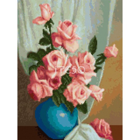 Розы в вазе Алмазная мозаика на твердой основе Iteso
