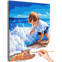Малыш на море Люди Дети Ребенок Мальчик Пляж Океан Вода Лето Морской пейзаж Раскраска картина по номерам на холсте