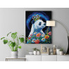 Маленькая панда с цветами Животные Медведь Яркая 100х125 Раскраска картина по номерам на холсте с неоновыми красками