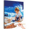 Ребенок на море Люди Дети Малыш Мальчик Пляж Океан Вода Лето Морской пейзаж 100х125 Раскраска картина по номерам на холсте