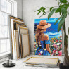  Девушка в цветах на берегу моря Люди Женщина Маки Морской пейзаж Лето Океан Романтика 80х100 Раскраска картина по номерам на хо