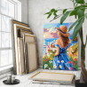  Девушка с цветами на берегу моря Люди Женщина Ромашки Лето Романтика Яркая 100х125 Раскраска картина по номерам на холсте с нео