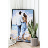  Влюбленная пара на пляже Люди Любовь Романтика Мужчина и женщина Девушка Семья Море Раскраска картина по номерам на холсте AAAA