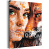 Портрет девушки с лисой Люди Женщина Животные Лисичка Тотем Кицунэ Зеленые глаза 80х100 Раскраска картина по номерам на холсте