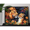  Маленький львенок и лев в цветах Животные Хищники Король Малыш Ребенок Дети Яркая 100х125 Раскраска картина по номерам на холст