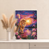  Лев и ирисы на закате Животные Хищники Король Природа Пейзаж Цветы Яркая Раскраска картина по номерам на холсте AAAA-NK720
