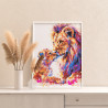 Лев с маленьким львенком Арт Животные Хищники Король Папа Малыш Яркая Раскраска картина по номерам на холсте AAAA-NK719