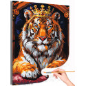 Тигр в золотой короне Животные Хищники С золотом Яркая Интерьерная Раскраска картина по номерам на холсте с металлической краской