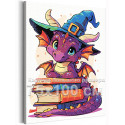 Дракон волшебник с книгами Фэнтези Мультики Для детей Детская Для мальчиков Для девочек Яркая 75х100 Раскраска картина по номерам на холсте