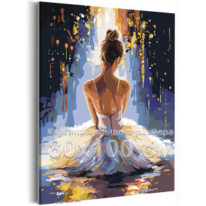 Девушка балерина с золотом Люди Танец Балет Женщина 80х100 Раскраска картина по номерам на холсте с металлической краской
