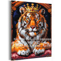 Тигр в золотой короне Животные Хищники С золотом Яркая Интерьерная 100х125 Раскраска картина по номерам на холсте с металлической краской