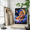 3 Лев на месяце Животные Король Зодиак Луна Небо Фэнтези Яркая 80х100 Раскраска картина по номерам на холсте