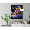 6 Лев на месяце Животные Король Зодиак Луна Небо Фэнтези Яркая 80х100 Раскраска картина по номерам на холсте