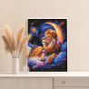 4 Лев на месяце Животные Король Зодиак Луна Небо Фэнтези Яркая Раскраска картина по номерам на холсте