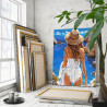  Девушка в шляпе у моря Люди Женщина Пляж Океан Лето Романтика Италия 80х100 Раскраска картина по номерам на холсте AAAA-NK727-8