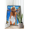  Девушка в шляпе у моря Люди Женщина Пляж Океан Лето Романтика Италия 100х125 Раскраска картина по номерам на холсте AAAA-NK727-