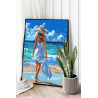  Романтичная девушка на море Люди Женщина Пляж Океан Лето Невеста 100х125 Раскраска картина по номерам на холсте AAAA-NK728-100x