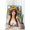  Портрет девушки с летними цветами Люди Женщина Лицо Голубые Глаза Яркая 100х125 Раскраска картина по номерам на холсте AAAA-NK7